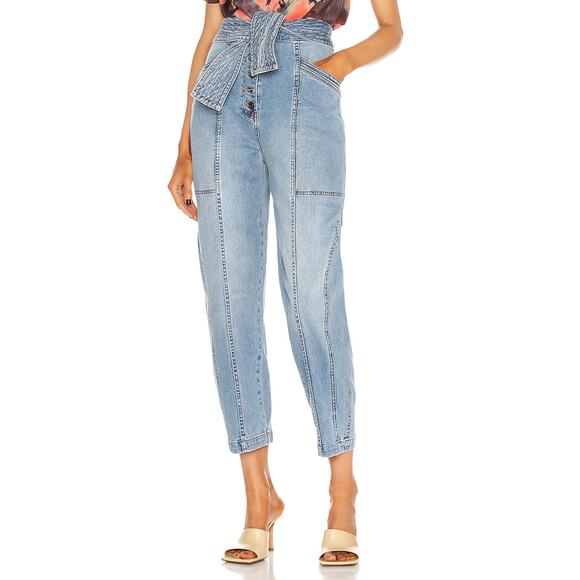 Ulla Johnson Otto Tie Waist Crop Jeans Ultra High Rise High Waisted Sz 2 - Picture 1 of 12